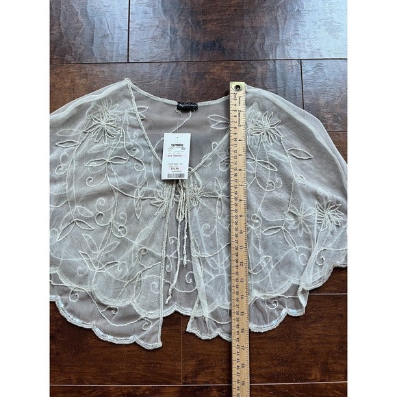 Vintge Y2K New Kenneth Cole Sheer Beaded Tie Front Cardigan Shawl One Size - Picture 4 of 7